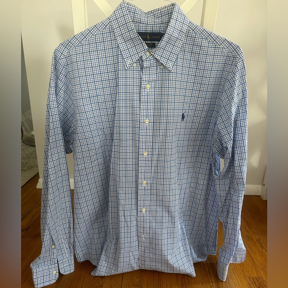 Ralph Lauren Men’s Stretch Cotton Blue Plaid Button-down